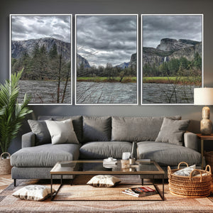Yosemite Valley River Wall Art Canvas Print, Granite Cliffs
