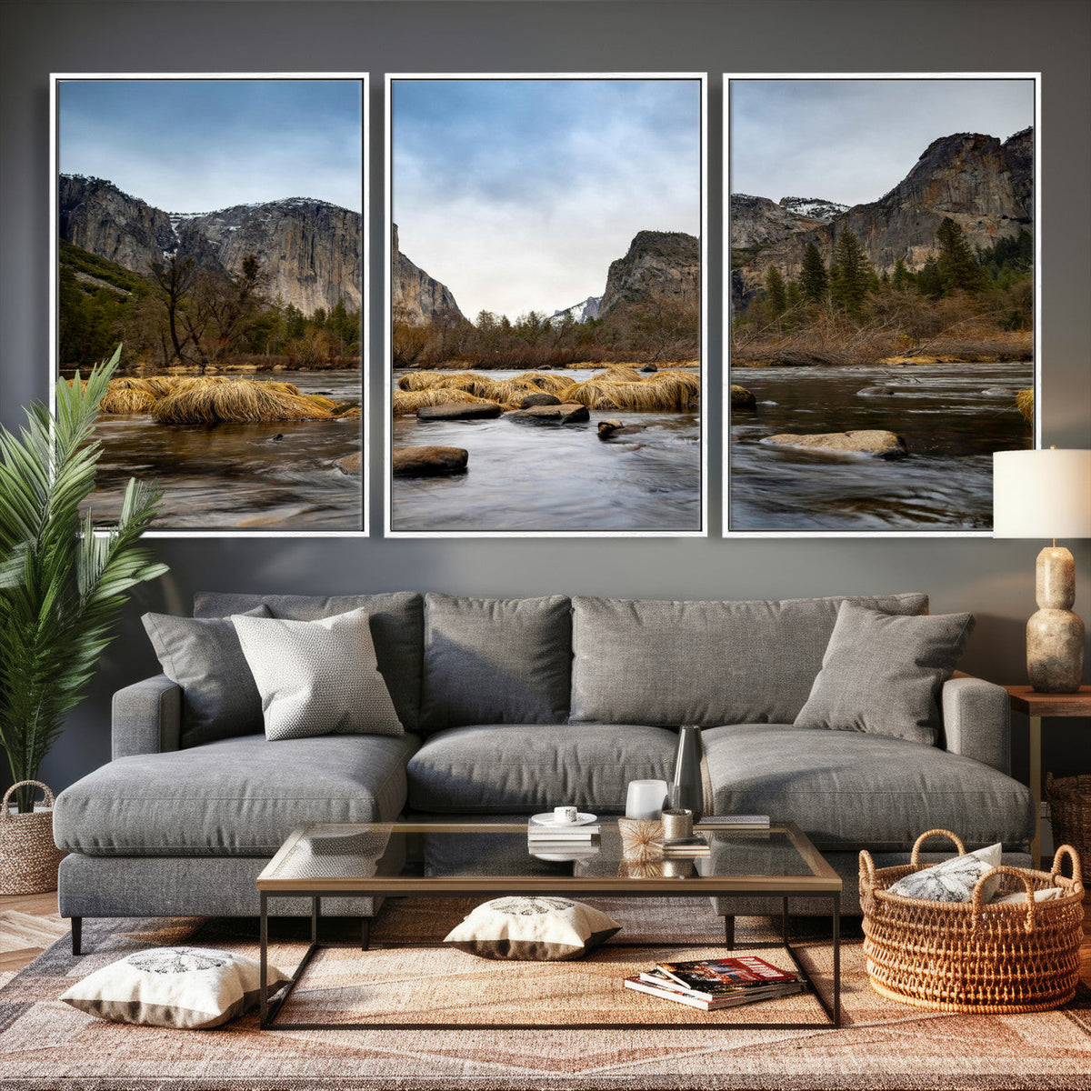Yosemite Valley Mountain Landscape Wall Art Canvas Print,