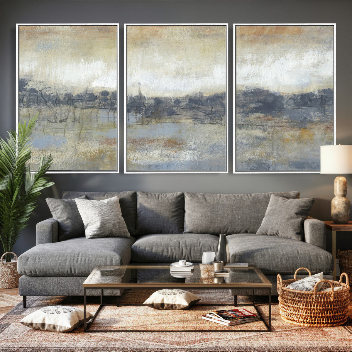 Abstract Neutral Landscape Painting Wall Art