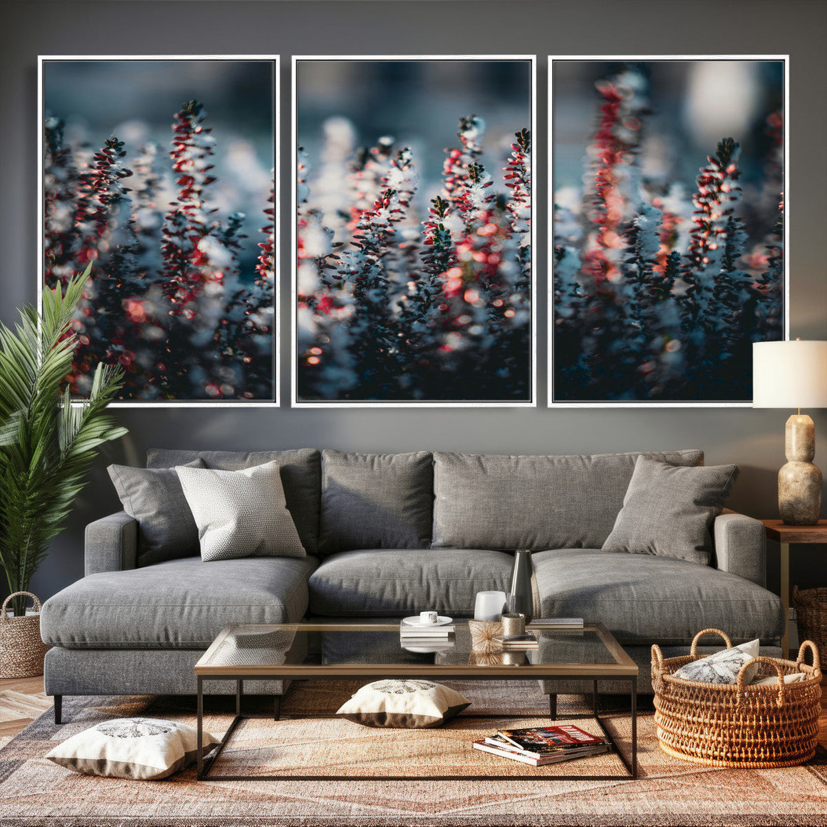 Winter Heather Wall Art Canvas Print, Frosted Floral Nature