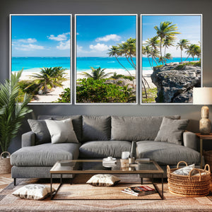 Tropical Beach Wall Art Canvas Print, Palm Tree Ocean