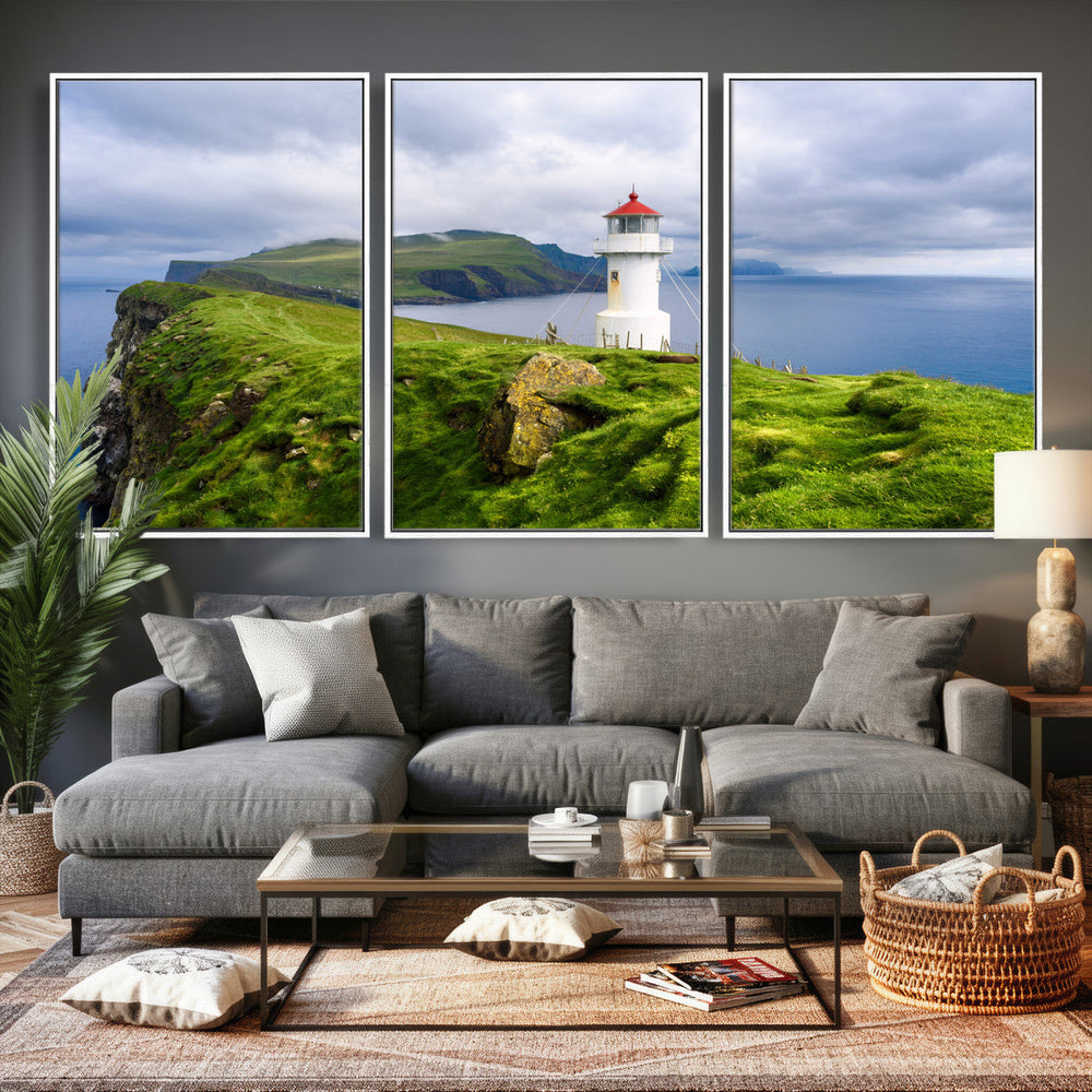 Cliffside Lighthouse Wall Art Canvas Print – Coastal
