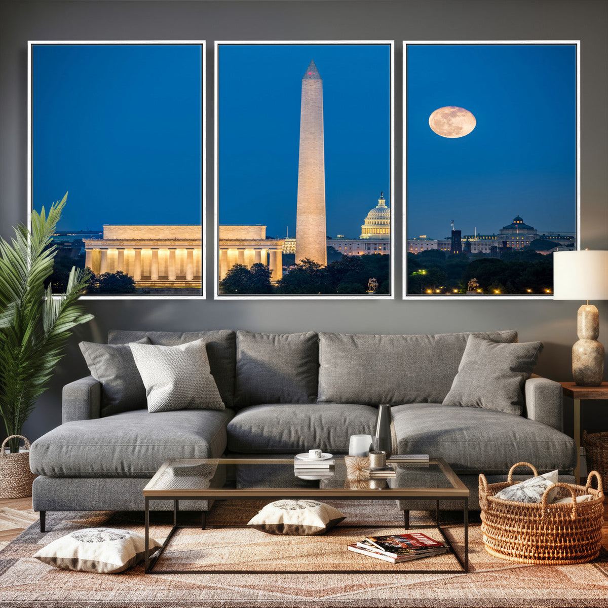 Washington DC Skyline Wall Art Canvas Print – Lincoln