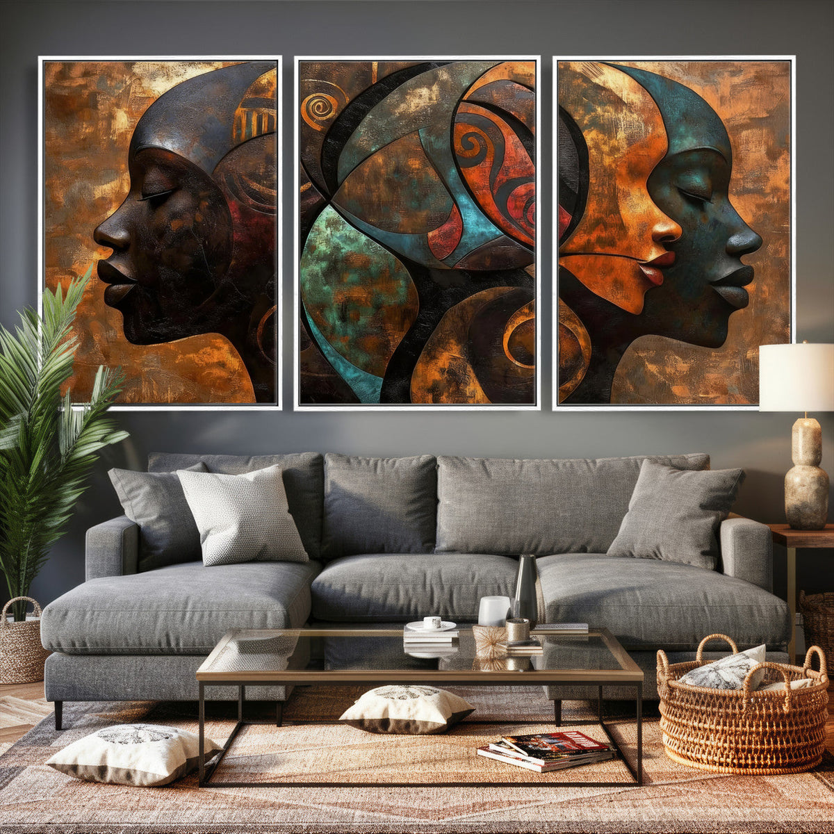 Abstract Afro American Women Wall Art Canvas Print