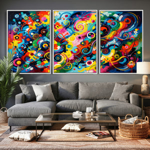 Geometric Abstract Wall Art Canvas Print, Bold Color