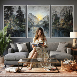 Drip Style Forest Lake Gold Art — Abstract Expressionist