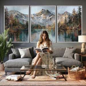 Drip Style Forest Lake Gold Art — Abstract Expressionist