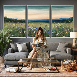 Wildflower Meadow Oil Painting Canvas — Daisy Lavender