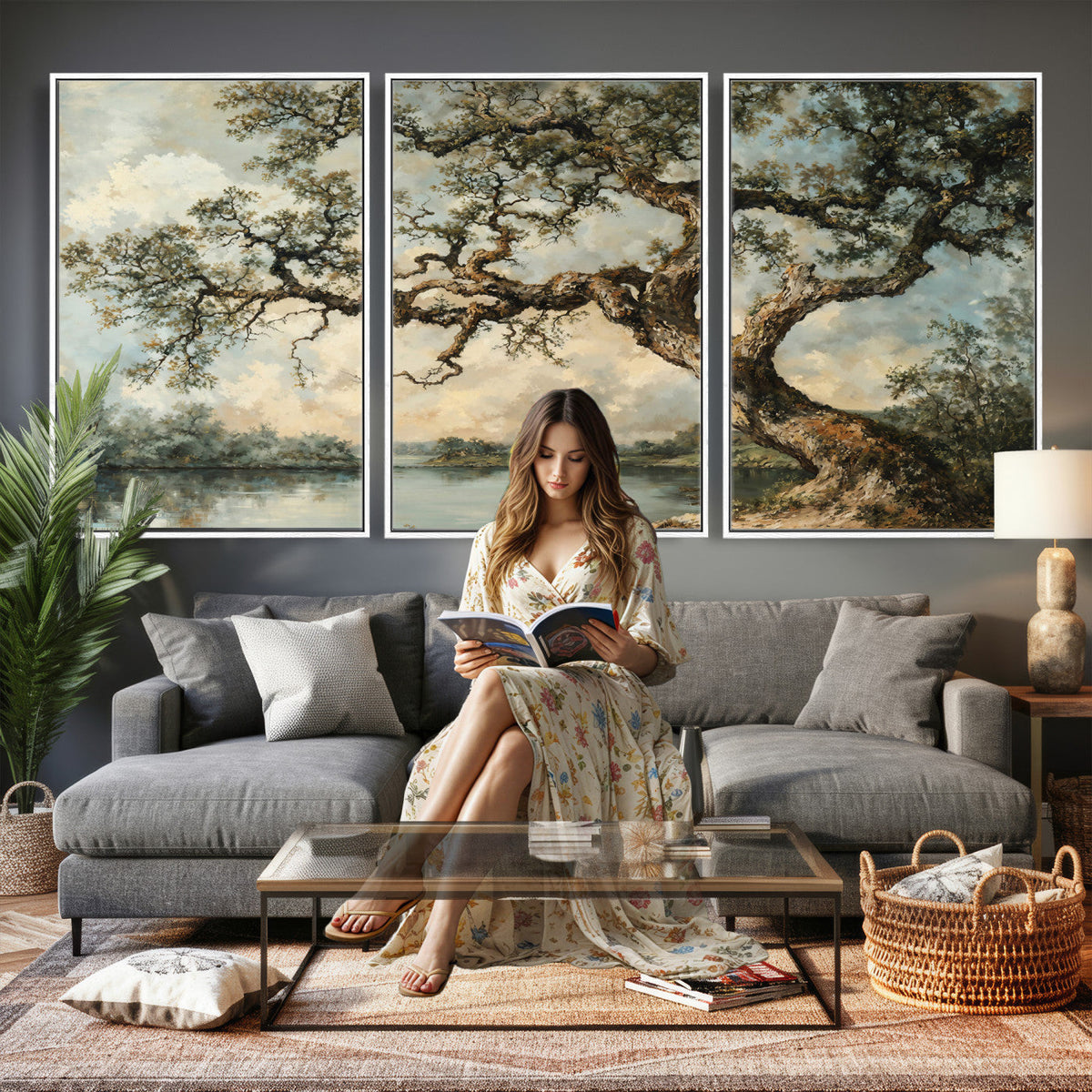 Old Oak Tree Canvas Wall Art, Turner Inspired Romantic