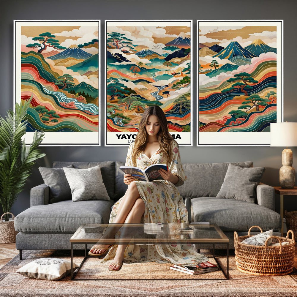 Japanese Grasslands Canvas Wall Art, Kusama Inspired