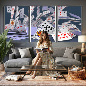Playing Cards Canvas Wall Art | Casino Game Room Decor,