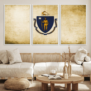 Massachusetts Flag Wall Art Canvas Print