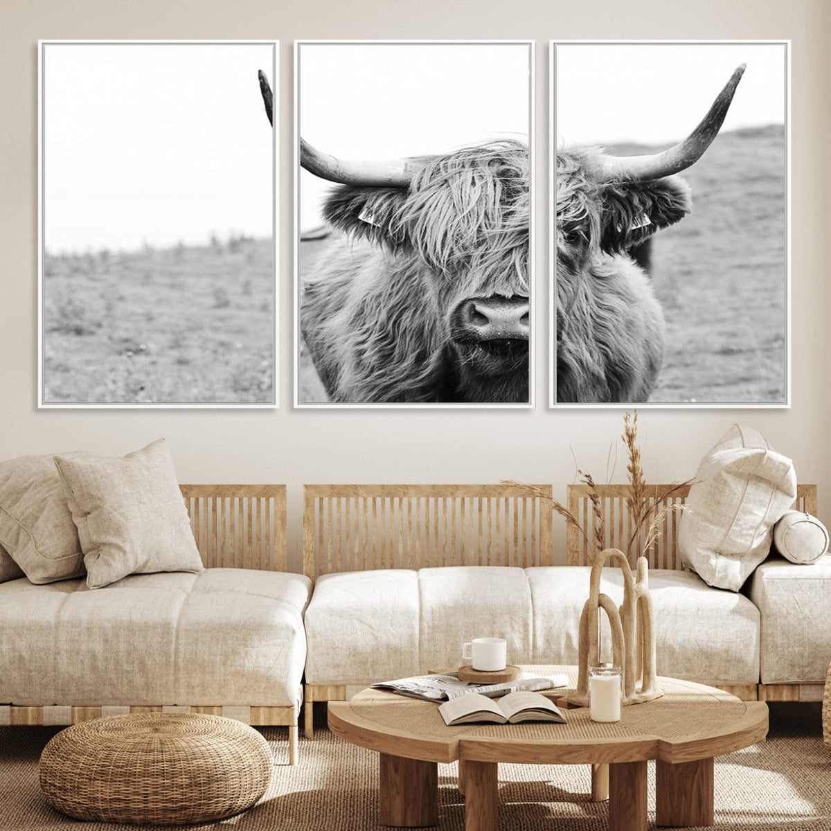 Newfoundland Cow Art Wall Art, Black White Cow Art Wall Art