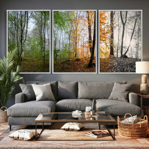 Four Seasons Wall Art Forest Canvas Print – Triptych