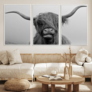 Texas Cow Wall Art Canvas, Texas Longhorn Cattle Canvas