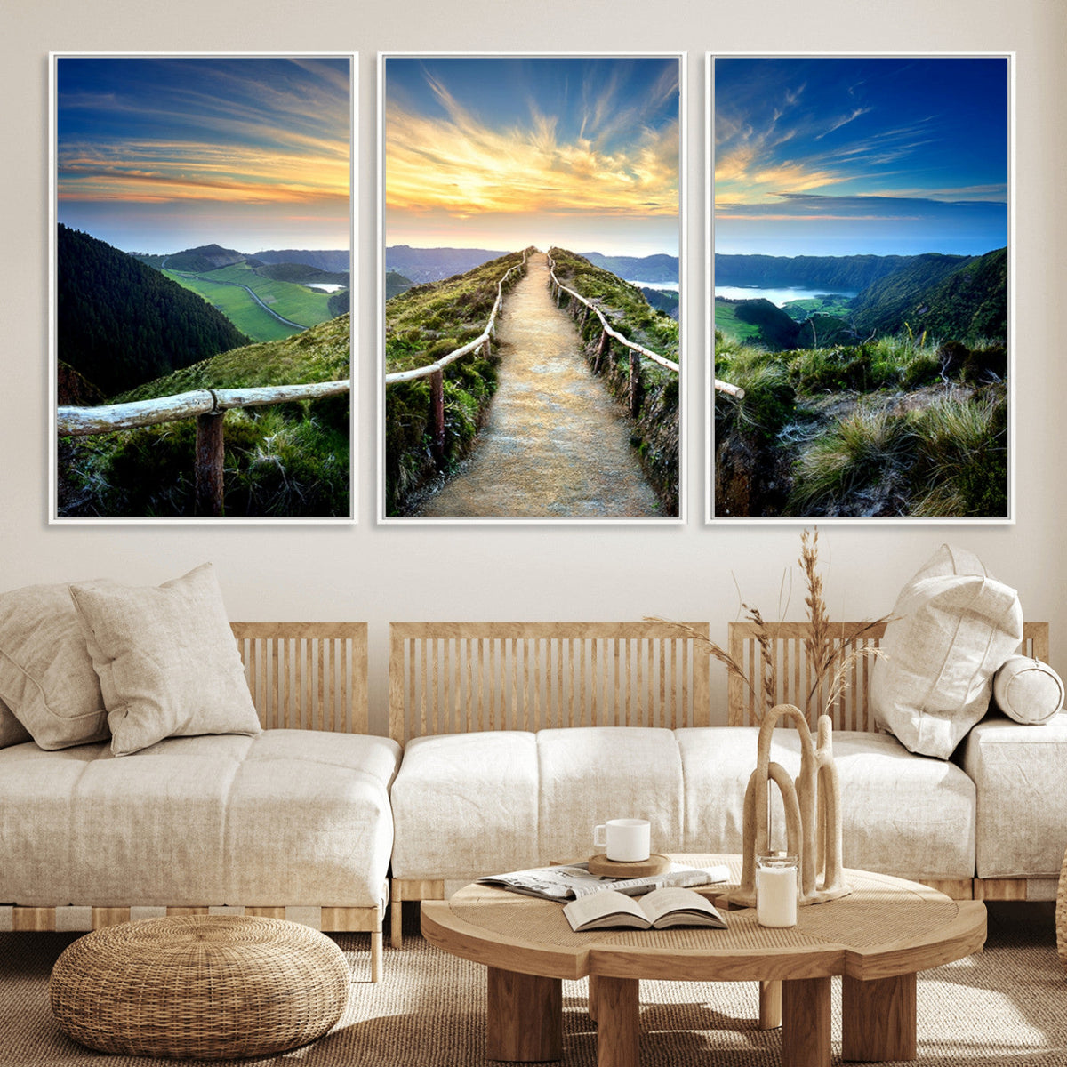 Mountain and Sunset Wall Art Canvas Print