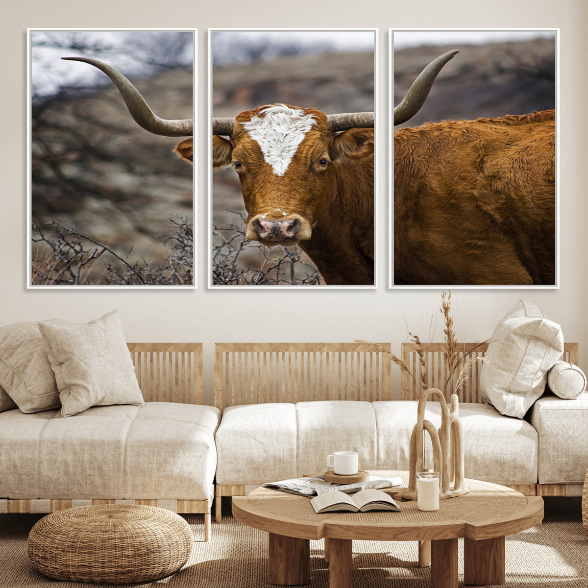 Texas Longhorn Canvas Wall Art - Longhorn Steer Canvas Wall
