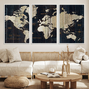 Antique Old World Map Wall Art Canvas Print