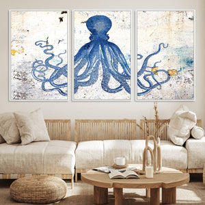 Octopus Canvas Wall Art | Coastal Marine Life Artwork for