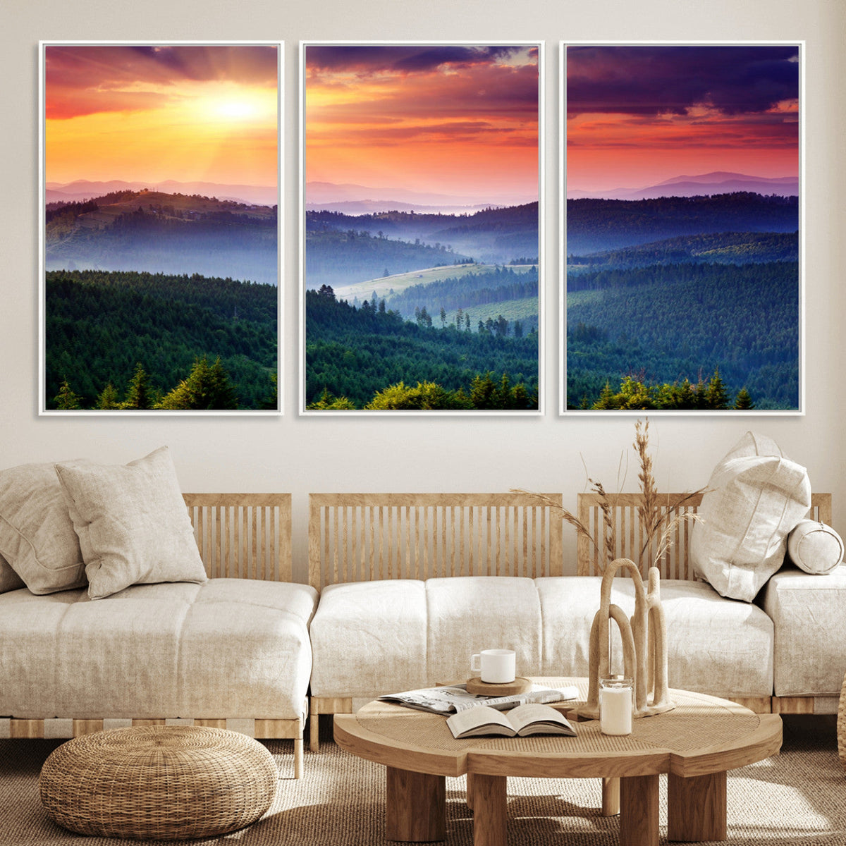 Mountain and Sunset Wall Art Canvas Print