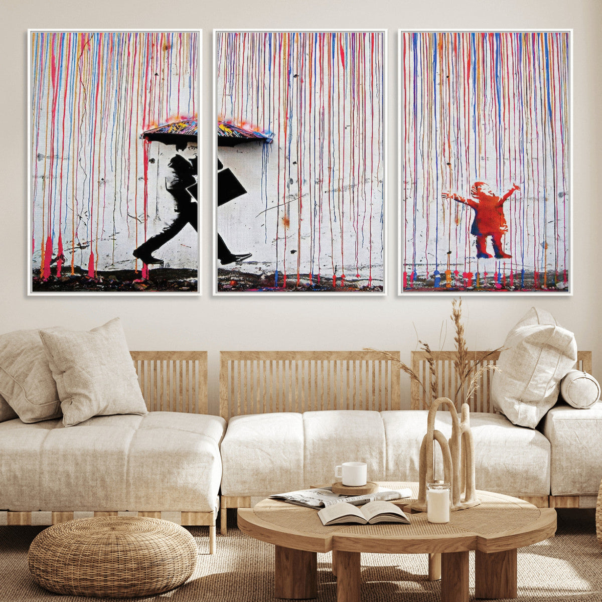 Banksy Wall Art Canvas Print, Framed Graffiti Art Picture