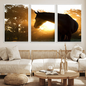 Horse at Sunset Wall Art Animal Canvas Print
