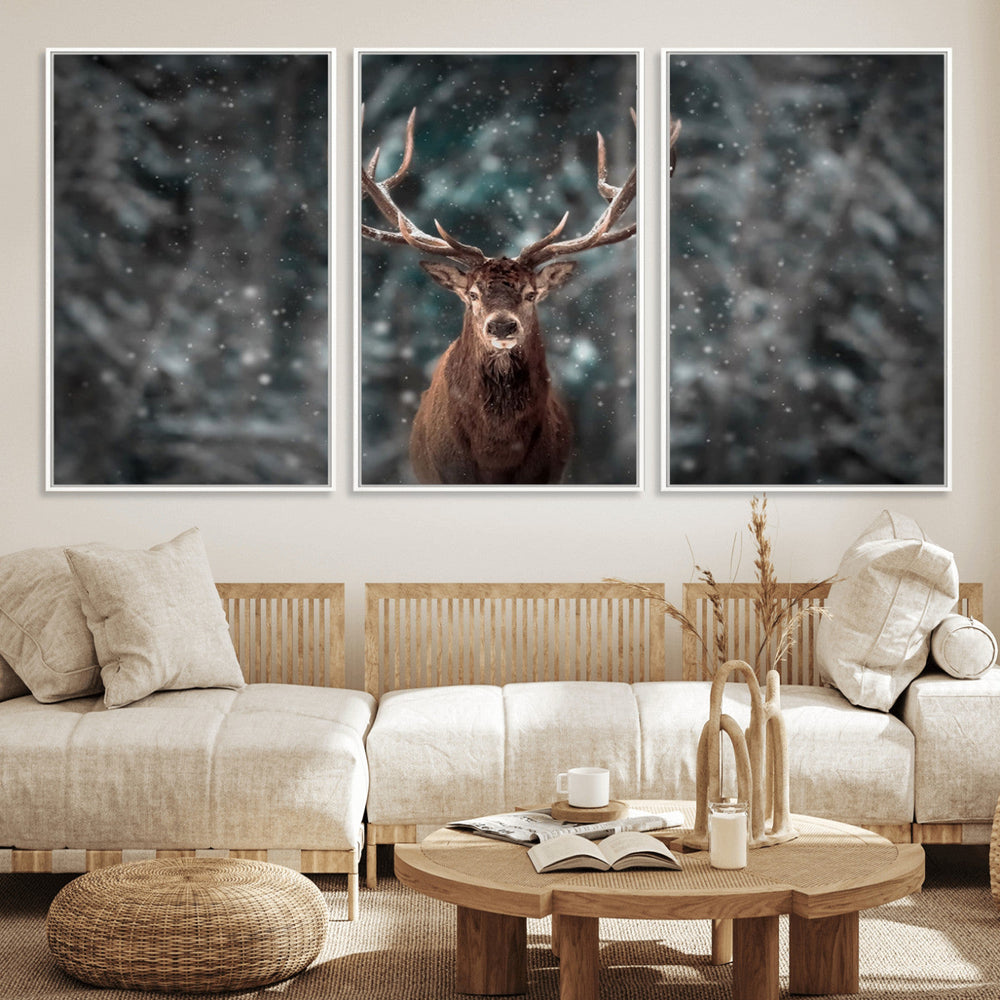 Wall Art Deer Art Animal Canvas, Framed Wall Art Deer Canvas
