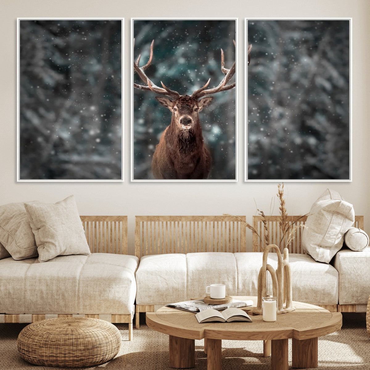 Wall Art Deer Art Animal Canvas, Framed Wall Art Deer Canvas