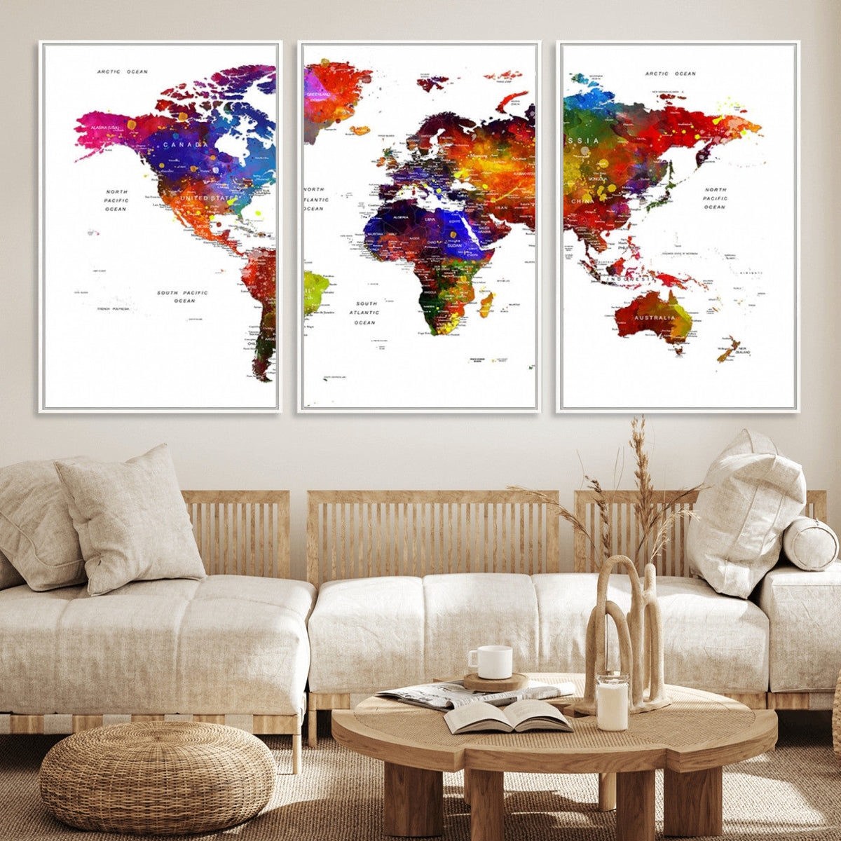 World Map Canvas Print – Detailed Map of the World Wall Art