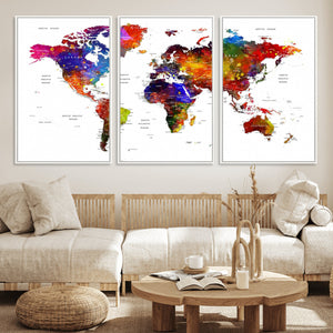 World Map Canvas Print – Detailed Map of the World Wall Art