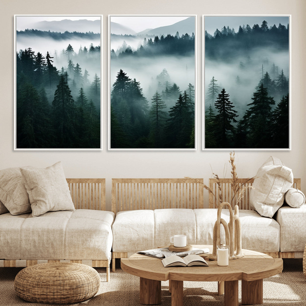 Captivating Misty Forest Wall Art Canvas, Premium Canvas
