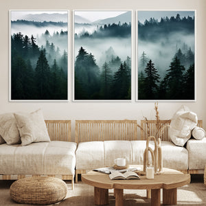 Captivating Misty Forest Wall Art Canvas, Premium Canvas