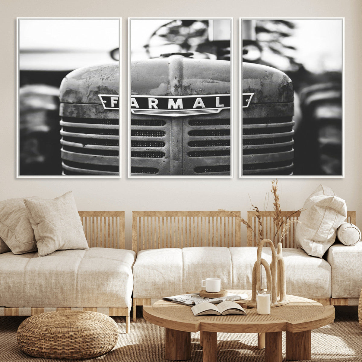 Vintage Farmall Tractor Wall Art Canvas Print, Rustic