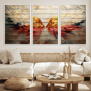 Abstract Angel Wings Canvas Wall Art – Framed and Ready to