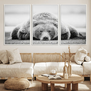 Resting Grizzly Bear Wall Art Canvas Print – Majestic Lazy
