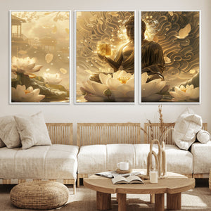 Golden Buddha Wall Art | Yoga Room Decor and Meditation Room