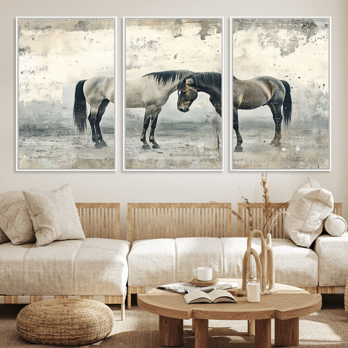 Chines Style Majestic Horses Wall Art | Ready to Hang and