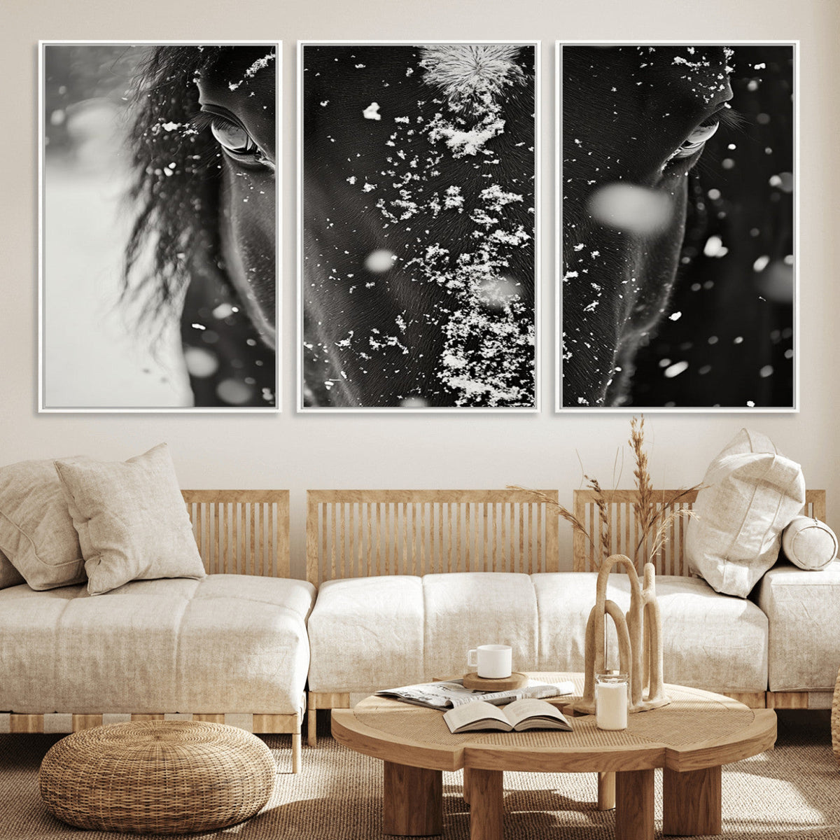 Winter Horse Snow Wall Art Canvas Print