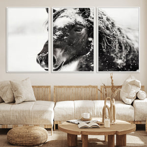 Framed Black and White Horse Wall Art | Ready to Hang and