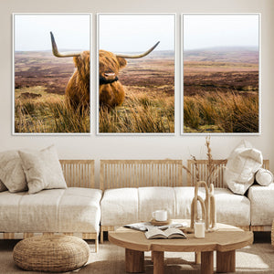 Scottish Highland Cow Canvas Wall Art – Rustic Farmhouse