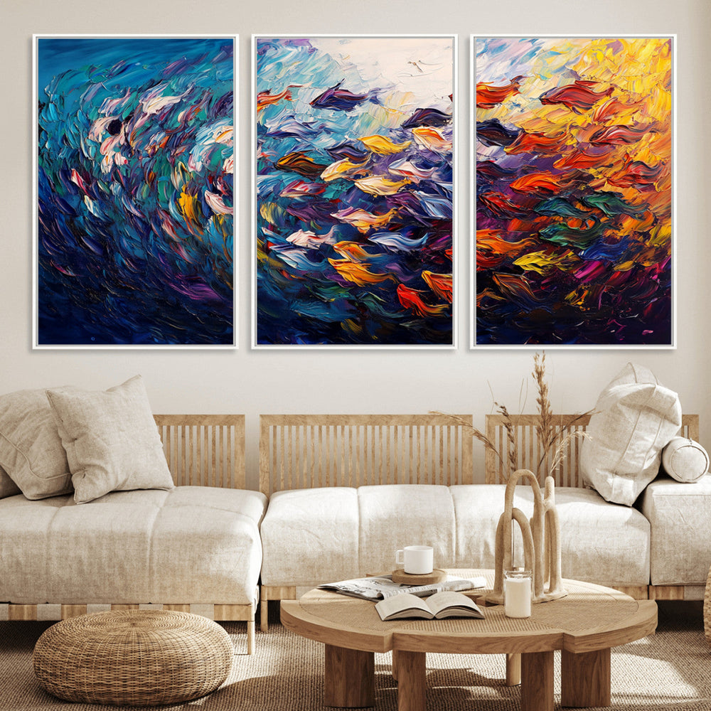 Vibrant Abstract Fish Swarm Art – Colorful Fish Inspired
