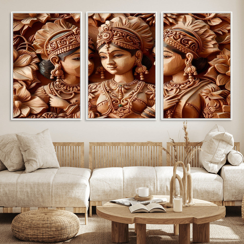 Indian Woman Statue Wall Art Canvas Print