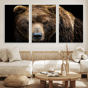 Grizzly Brown Bear Canvas Wall Art, Wildlife Animal Canvas