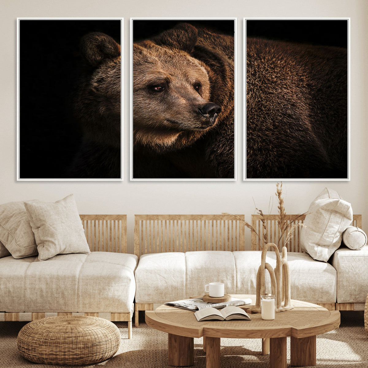 Wild Grizzly 399 Bear Canvas Wall Art Print, Bear Animal