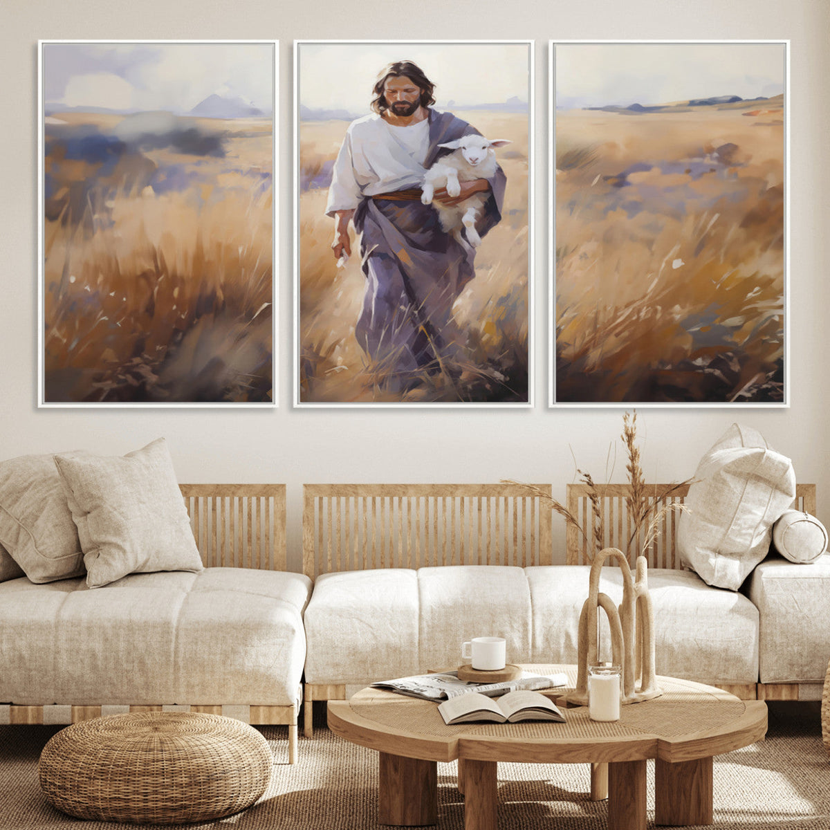 Jesus the Good Shepherd Wall Art Canvas Print - Lost Lamb
