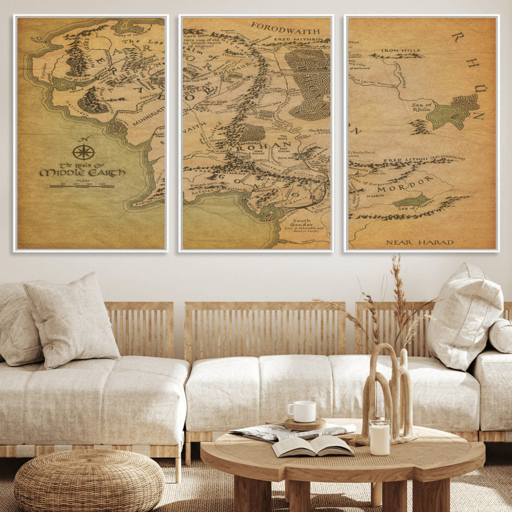 Middle Earth Map Canvas Wall Art – Vintage Fantasy Map