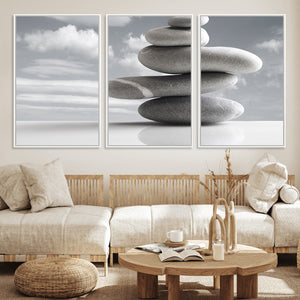 Still Life Black and White Zen Stones Wall Art Canvas,