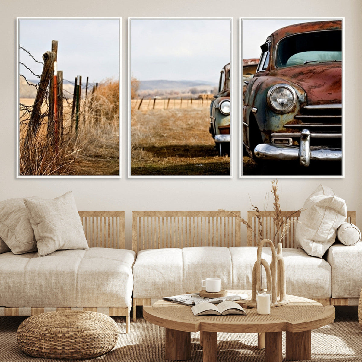 Old Rustic Classic Car Wall Art Canvas Print