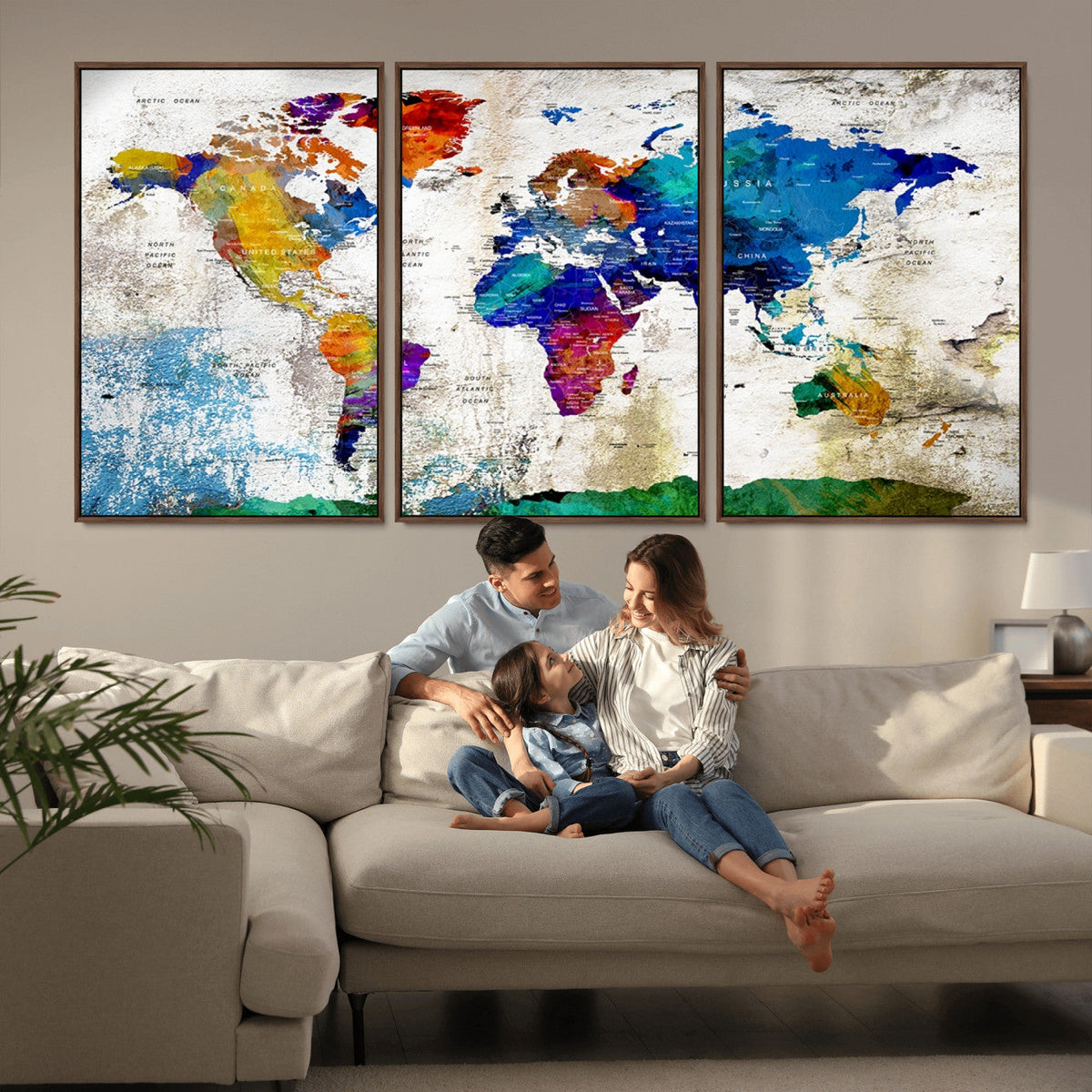 World Map Canvas Print – Framed Travel Map Wall Art for