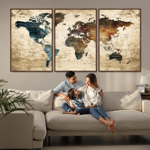 World Map Canvas Print – Detailed Map of the World Wall Art